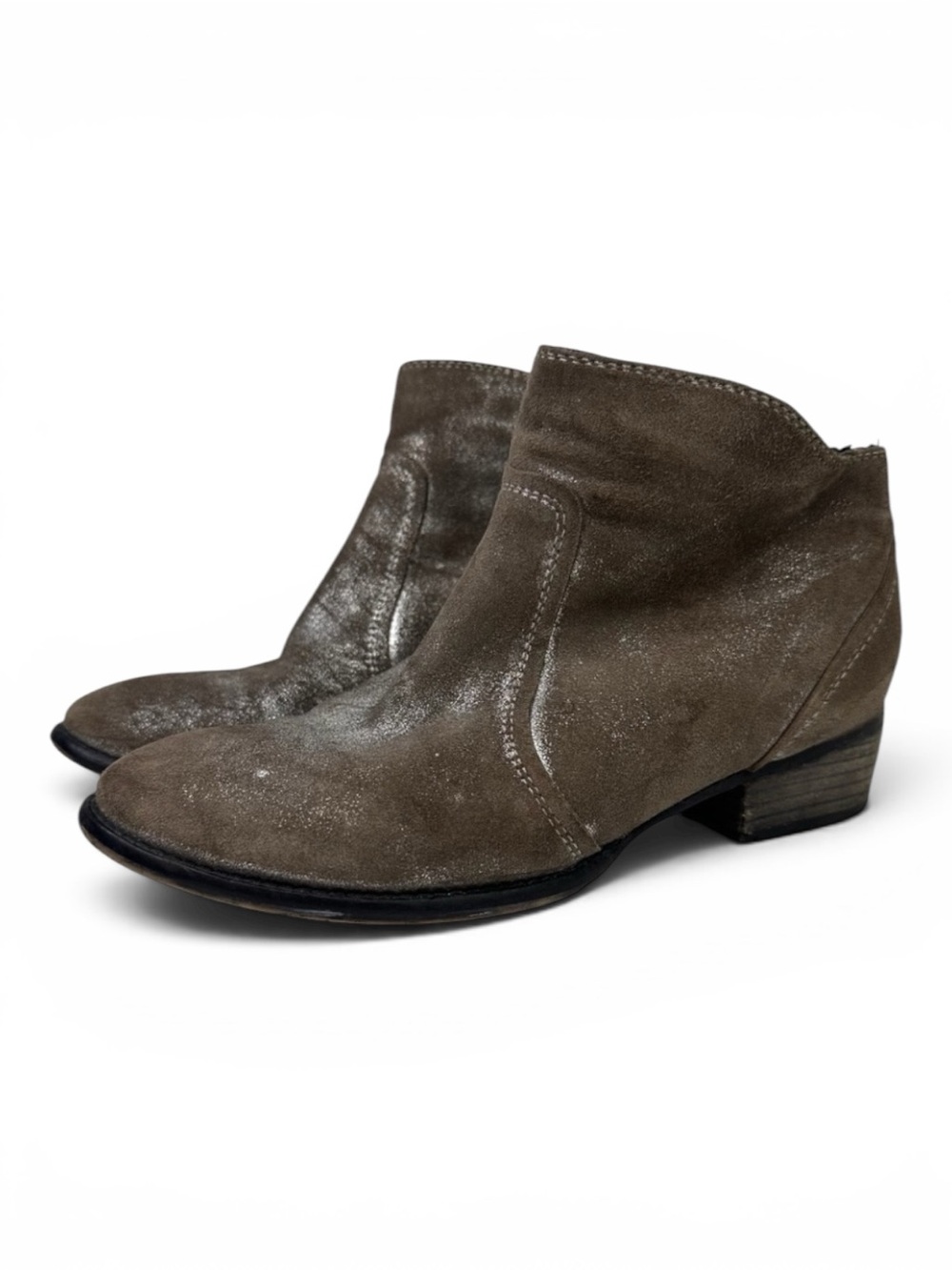 Seychelles Taupe Suede Ankle Booties Pointed Toe Low Heel Women’s 6.5